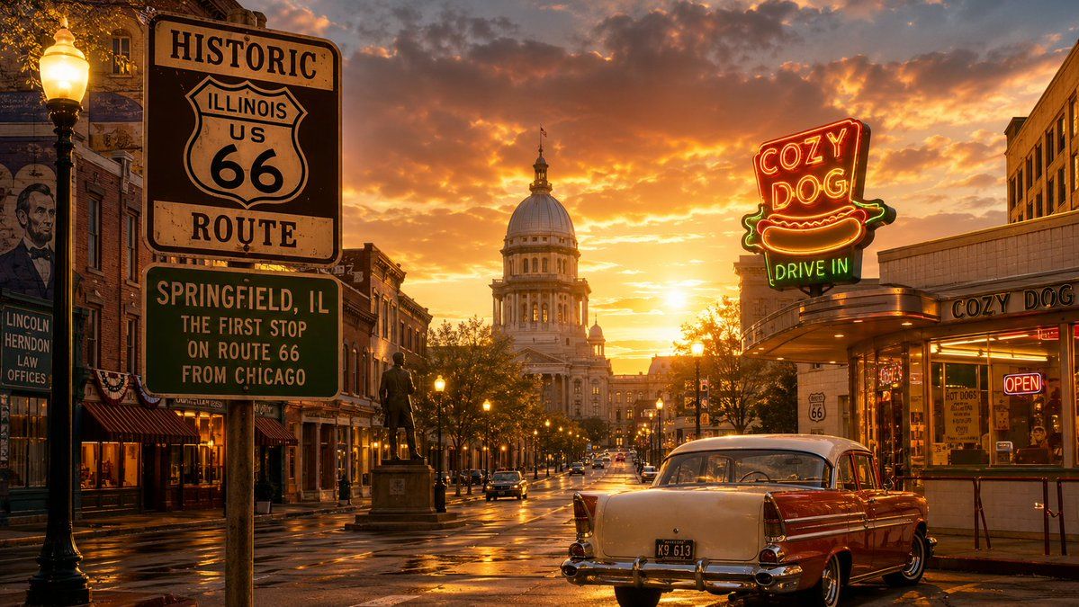 1199x675 Route 66 #route66 turns 100 this year. If you ever get the chance, drive the Mother Road. As some sort of motivation, I'm going to share AI image of the most iconic