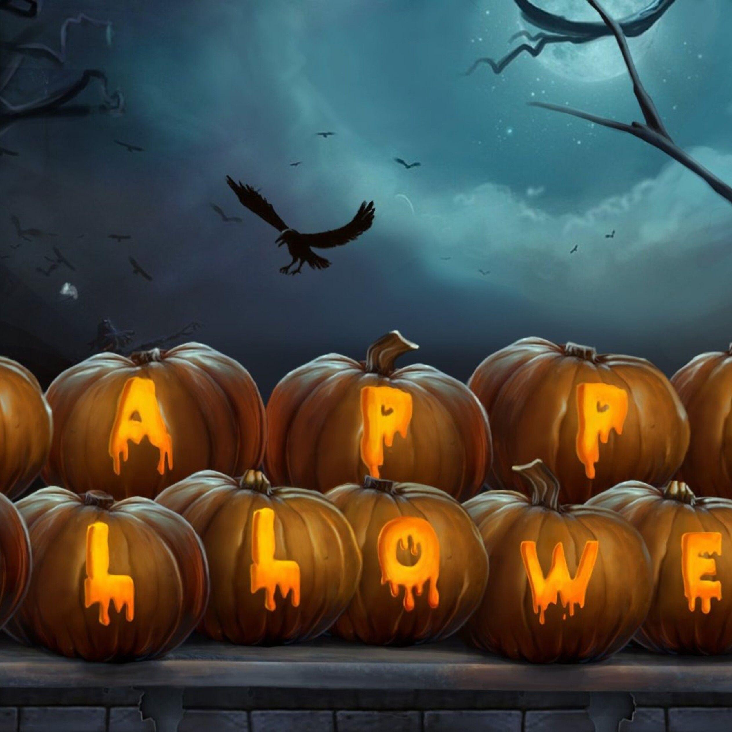 2524x2524 Happy Halloween write on pumpkins