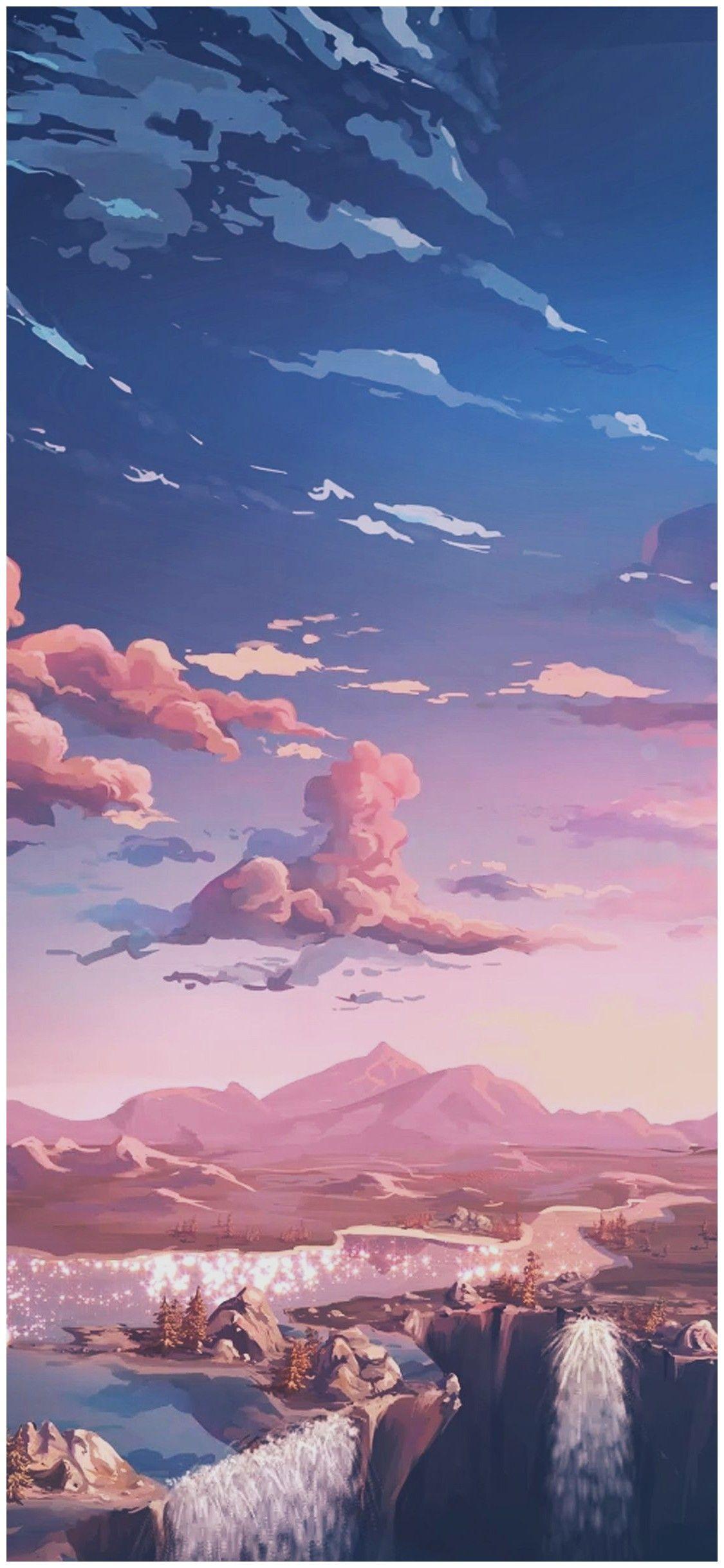 1125x2436 Pink Aesthetic Landscape Wallpaper