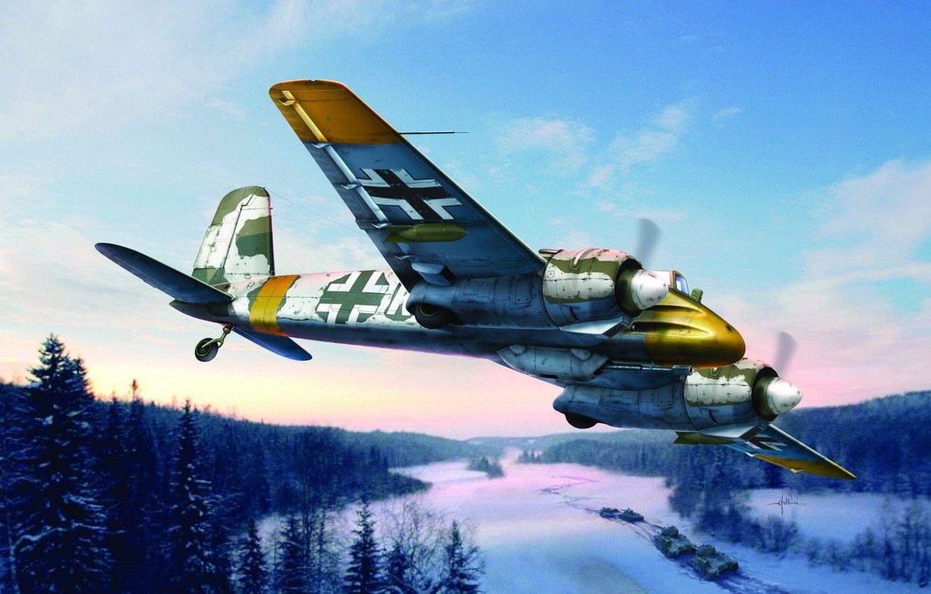 1332x850 Wallpaper war, art, painting, ww german aircraft, hs - for desktop, section авиация