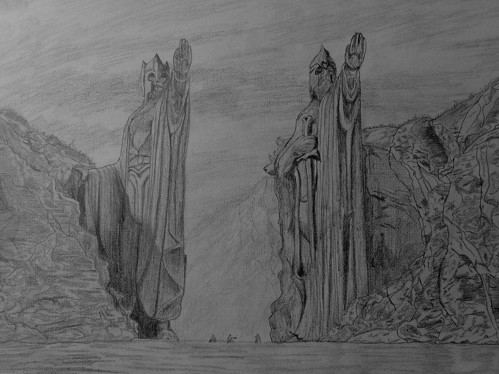1024x768 Lord Of The Rings Landscape Drawings And Minas Tirith Of The Rings Minas Tirith Drawing Wallpaper & Background Download