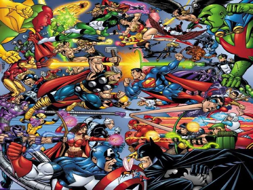 1024x768 Marvel Vs Dc Heroes Wallpaper HD