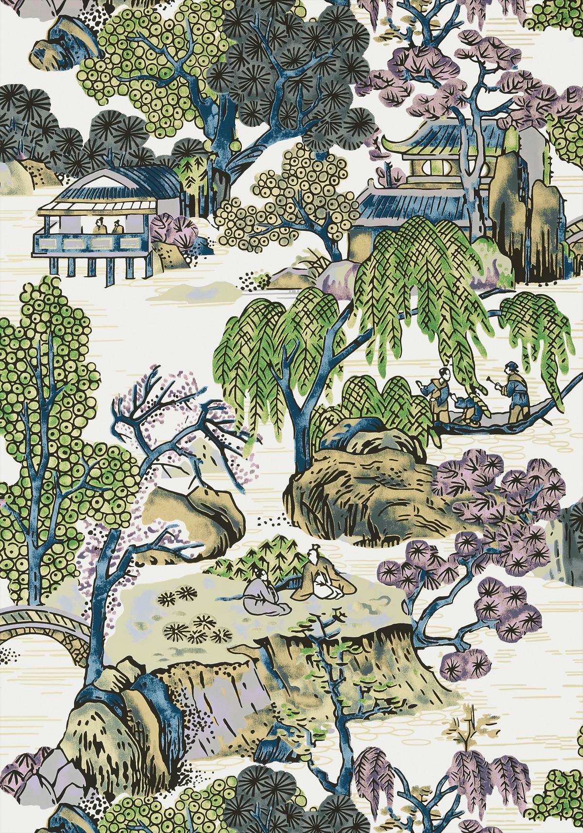 1200x1714 Thibaut Asian Scenic Purple And Blue Wallpaper 839 T 75459