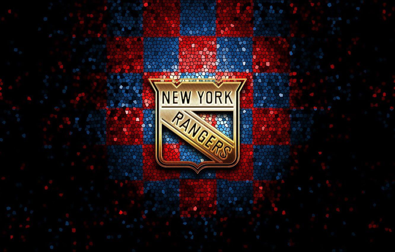1332x850 Wallpaper wallpaper, sport, logo, NHL, hockey, glitter, checkered, New York Rangers image for desktop, section спорт