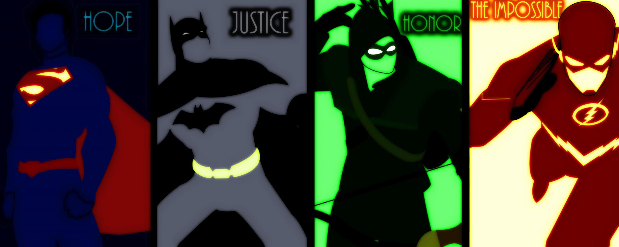 2560x1024 Dual monitor Justice League wallpaper, HD background