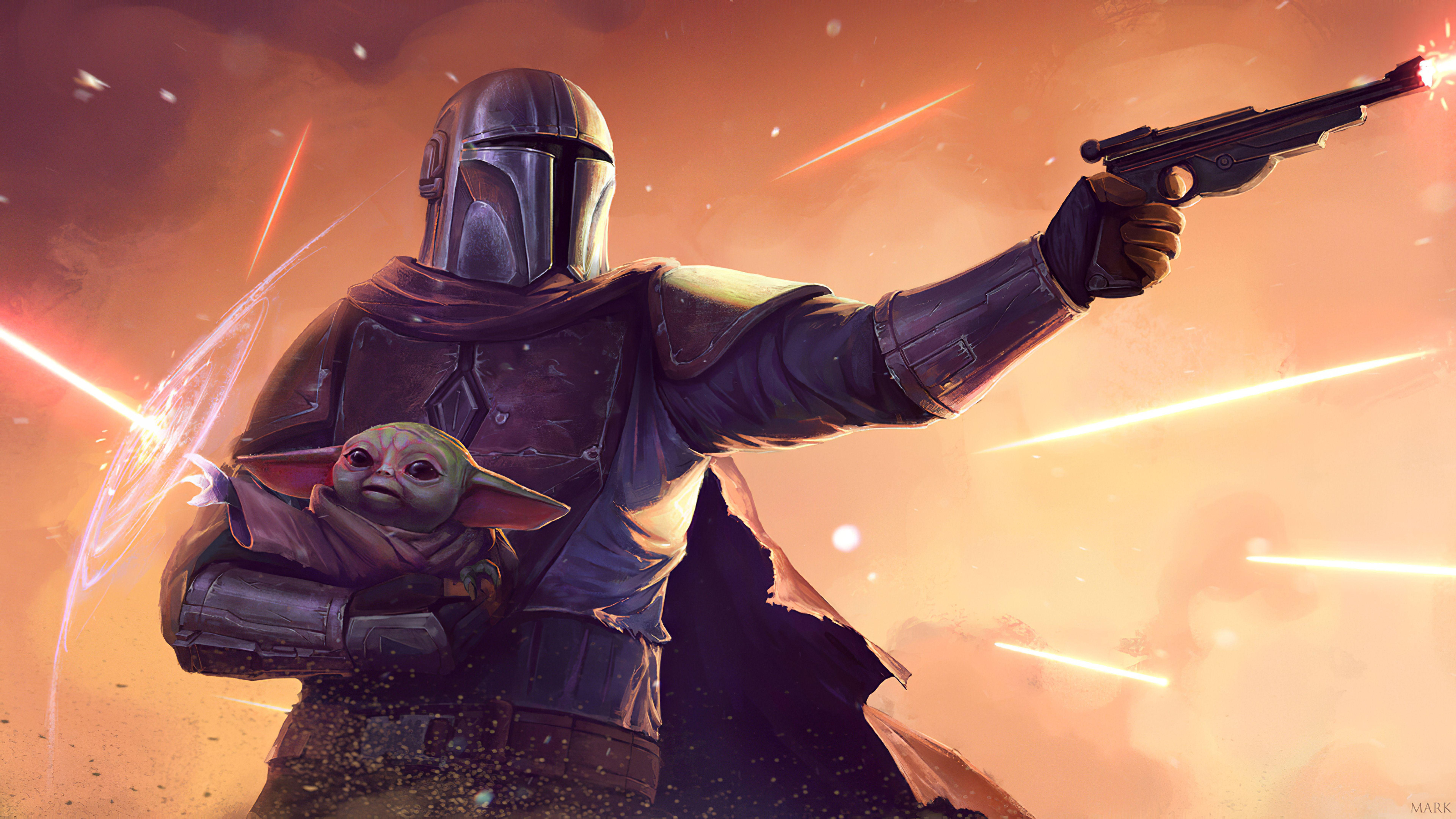 7680x4320 Star Wars Mandalorian and Baby Yoda 8K Wallpaper, HD TV Series 4K Wallpaper, Image, Photo and Background