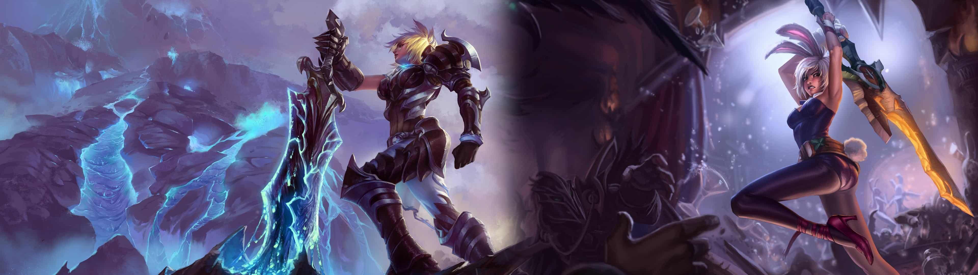3840x1080 League Of Legends Riven Dual Monitor Wallpaper