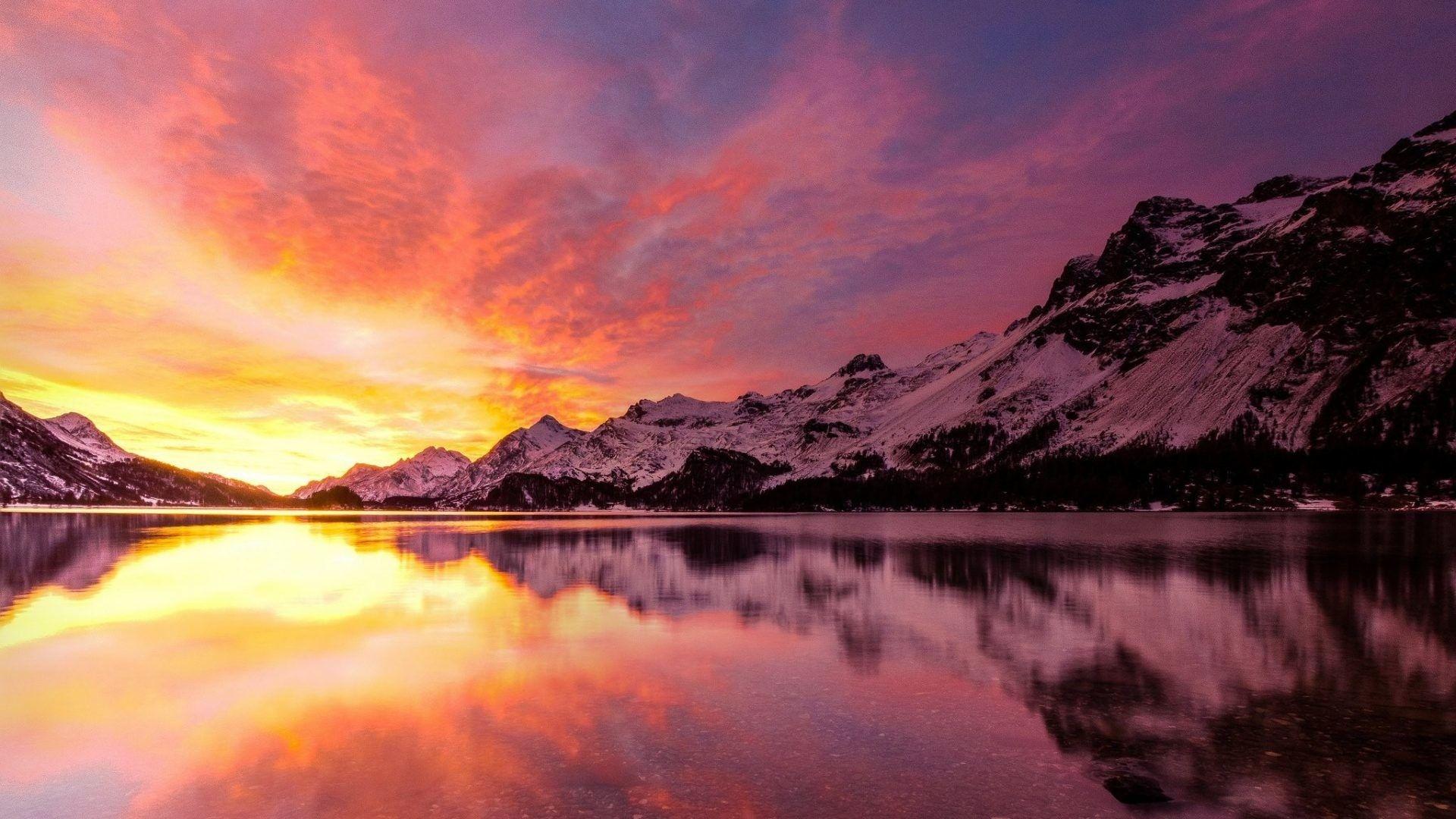 Winter Mountain Sunset Wallpapers - Top Free Winter Mountain Sunset
