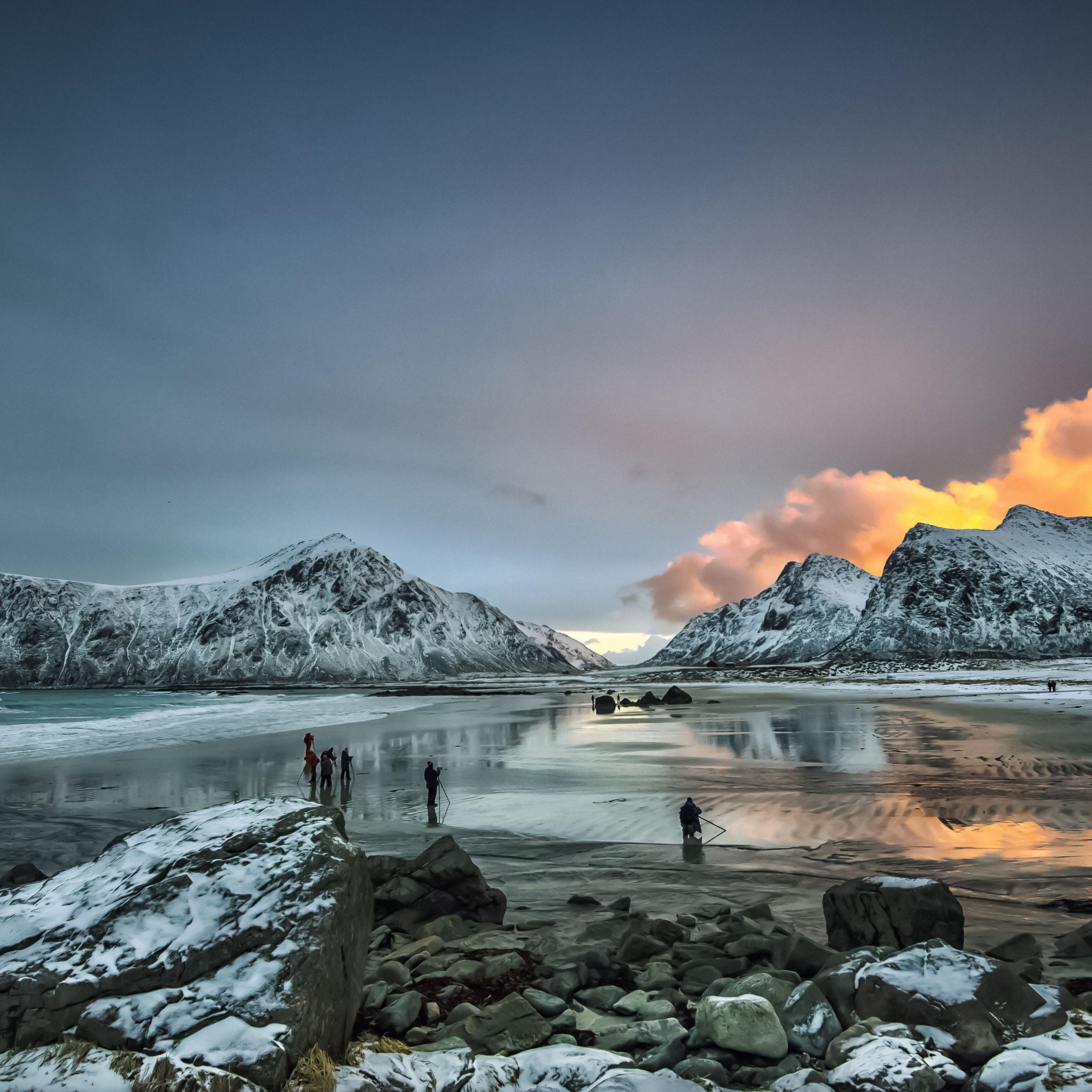 2932x2932 Download 2932x2932 wallpaper lake, sunset, winter, mountains, ipad pro retina, 2932x2932 HD image, background, 23709