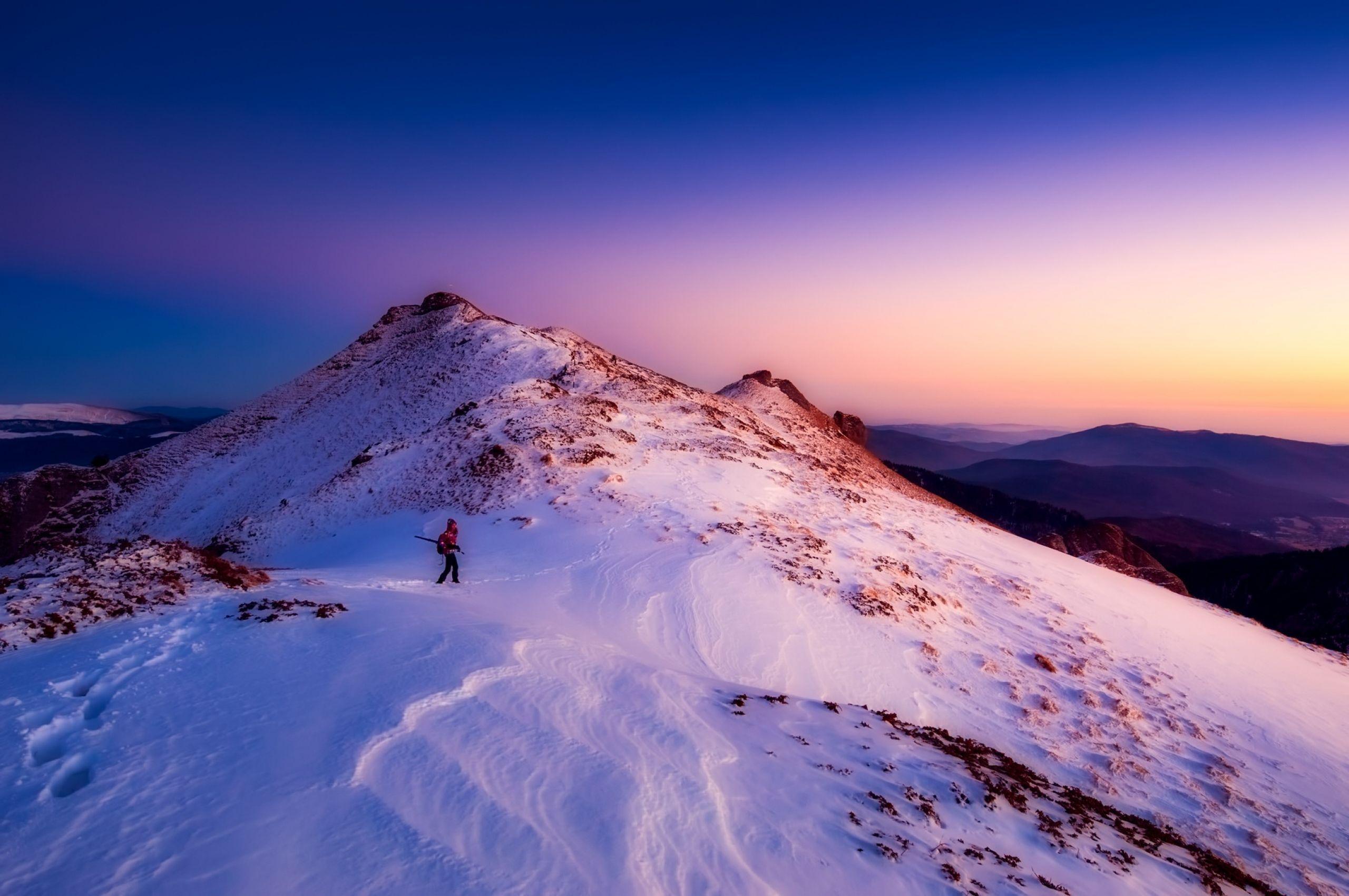 2560x1701 Mountain Snow Sunset Wallpaper · HD Wallpaper