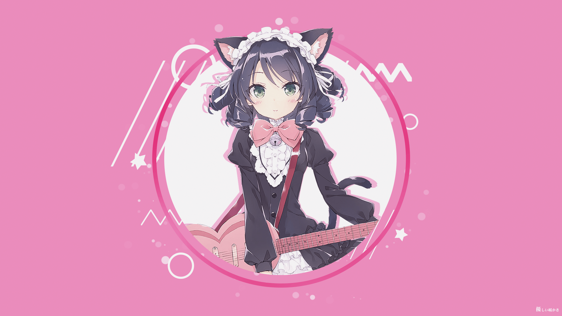 1920x1080 Cyan Hijirikawa, shapes, Show By Rock!!, cat ears, electric guitarx1080 Wallpaper