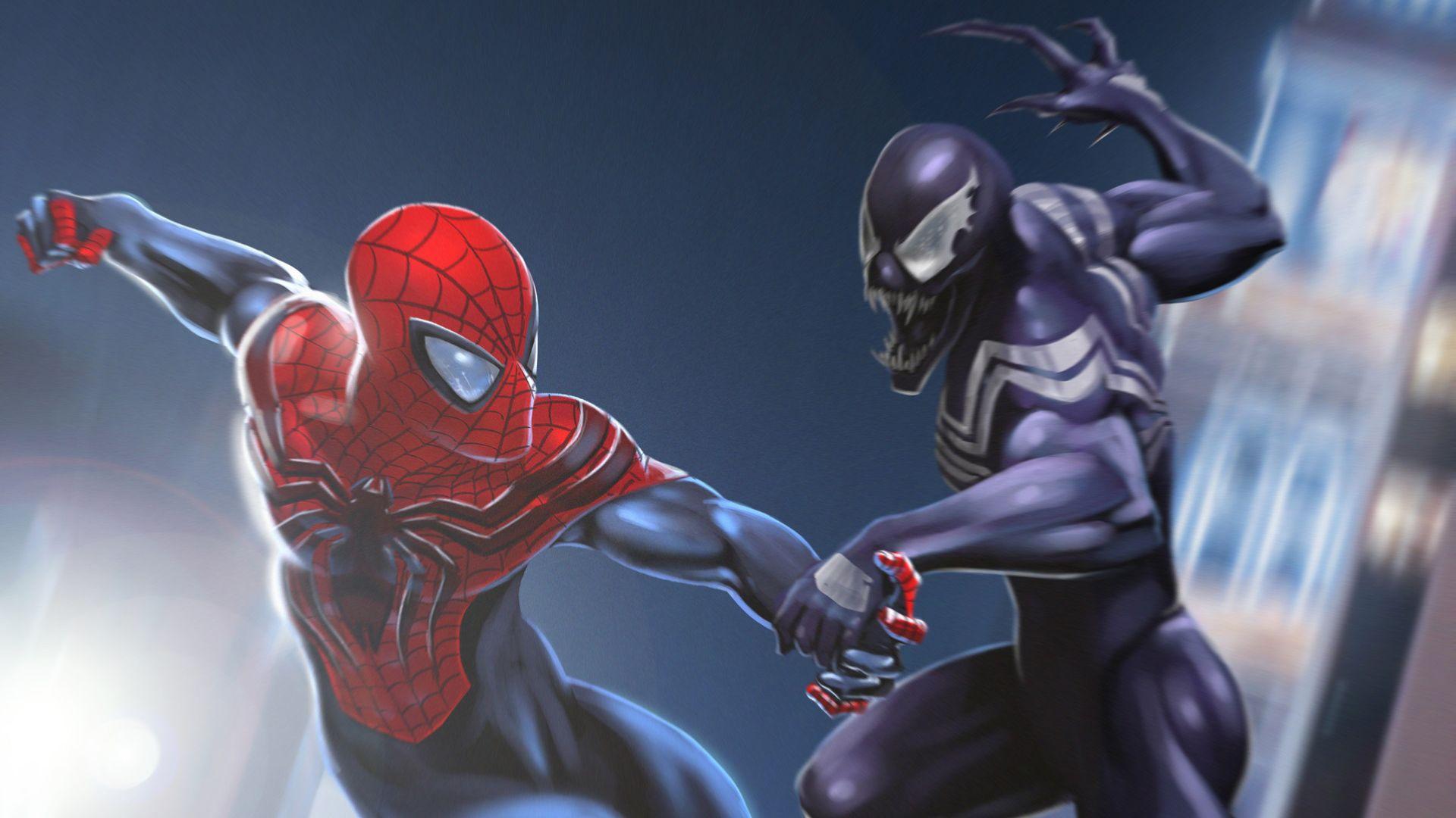 1920x1080 Venom Vs Spiderman Art, HD Superheroes, 4k Wallpaper, Image, Background, Photo and Picture