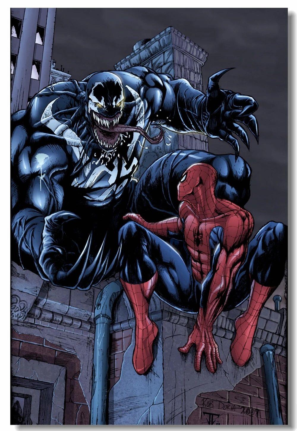 1000x1449 Custom Canvas Wall Decor Venom Poster Thanos Venom VS Spider Man Wall Stickers Kids Bedroom Wallpaper Nursery Room Murals #. wall sticker. kids bedroomwall sticker kids