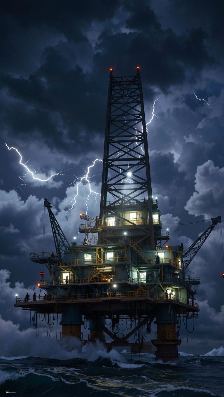 768x1360 Download Rig Amidst Storm Image, Rig, Storm
