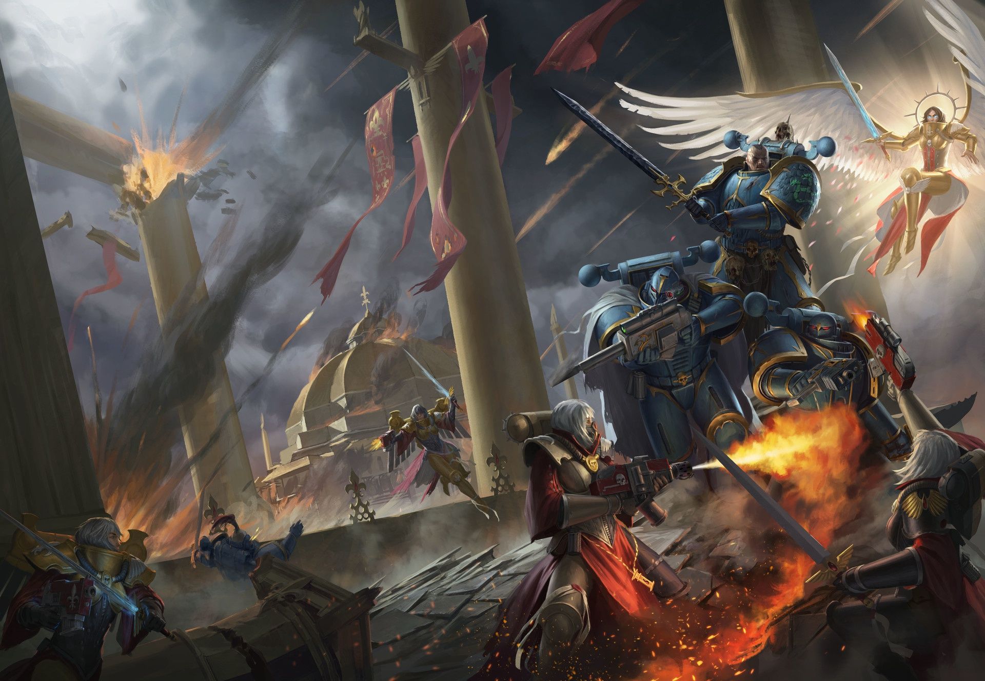1920x1328 Wallpaper temple, battle, Adept Sororitas, Sisters Of Battle, Warhammer, Warhammer 40 Sister of Battle, traitors for mobile and desktop, section фантастика, resolution 1920x1328