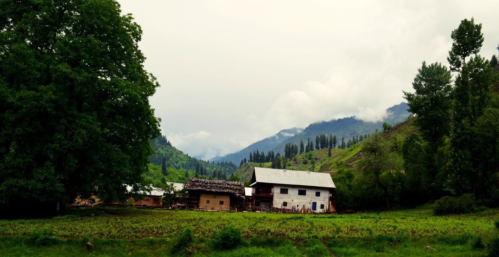 1920x990 Download Mountain Hill Hut Countryside Pakistan Kashmir Village Photography Landscape HD Wallpaperx1980