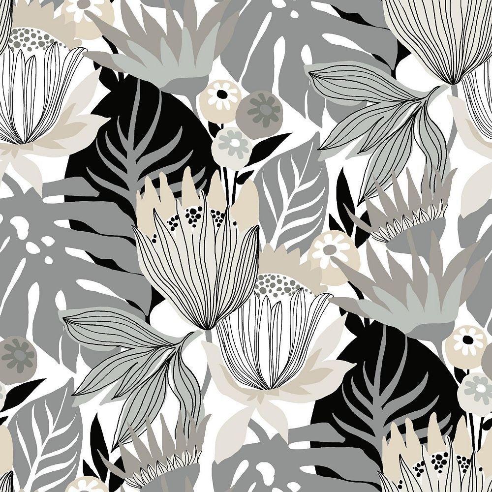 1000x1000 RTS Home Accents Retro Tropical Leaves Peel & Stick Wallpaper. The Home Depot Canada