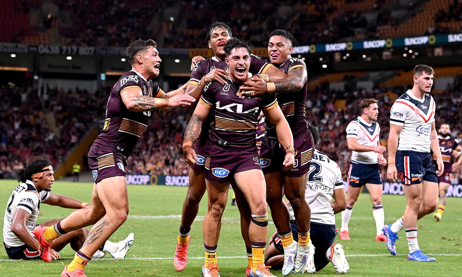 1908x1146 Kotoni Staggs silences his critics with stunning try against the Roosters. Daily Mail Online