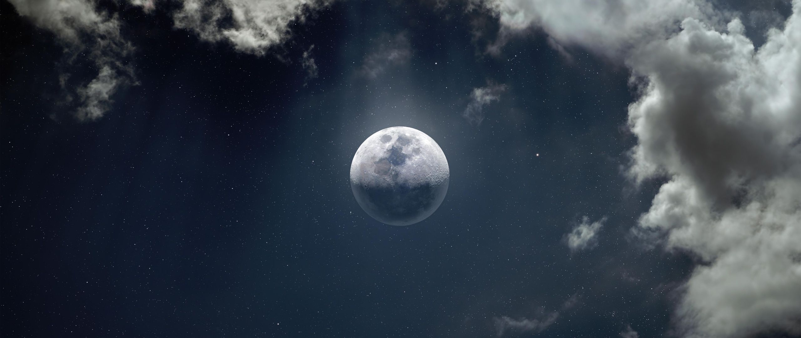 2560x1080 Moon Wallpaper 4K, 10K, Clouds, Stars, 5K, 8K