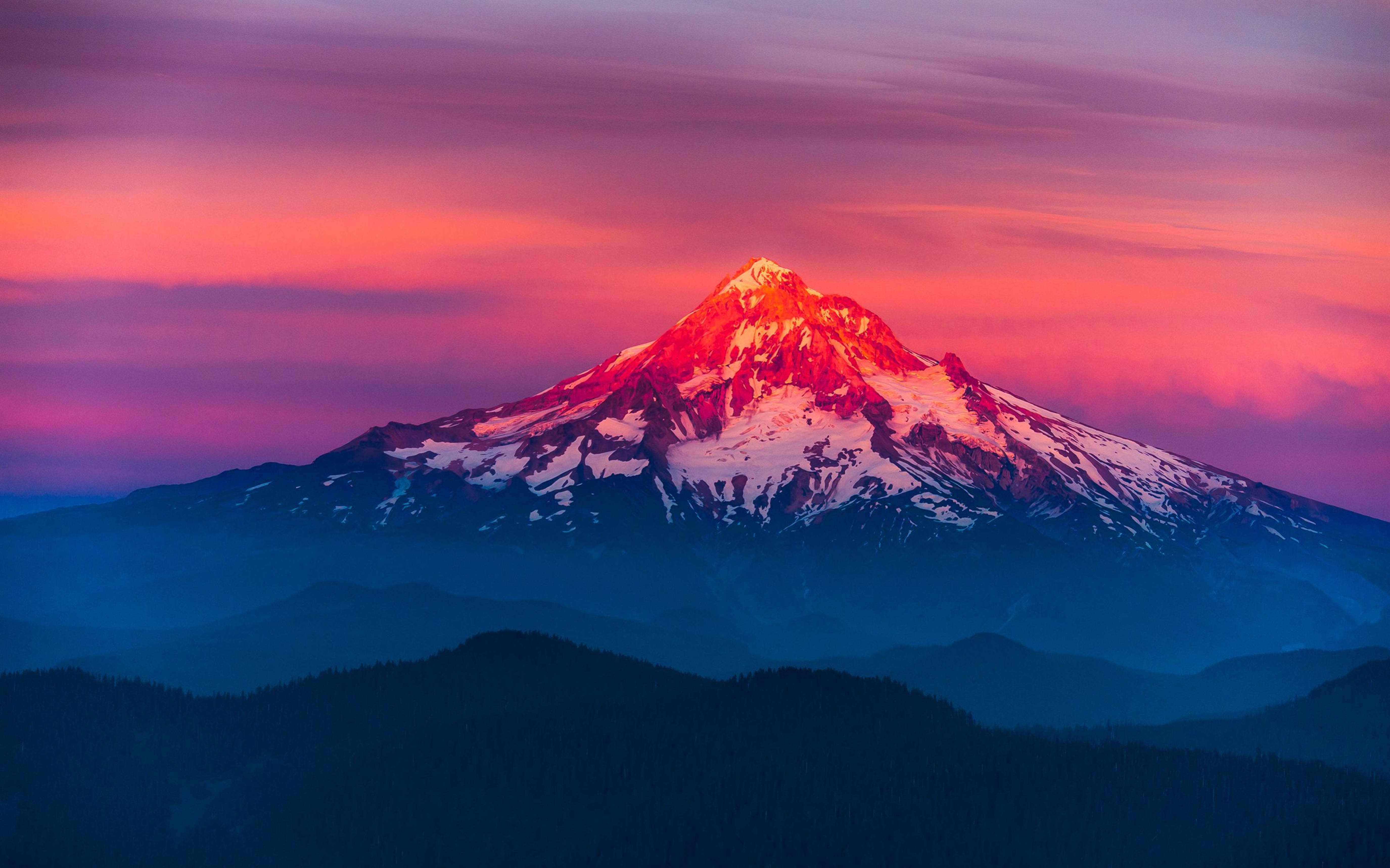 5500x3437 Download Snow Covered Mountain Peak Clean 4K Wallpaper