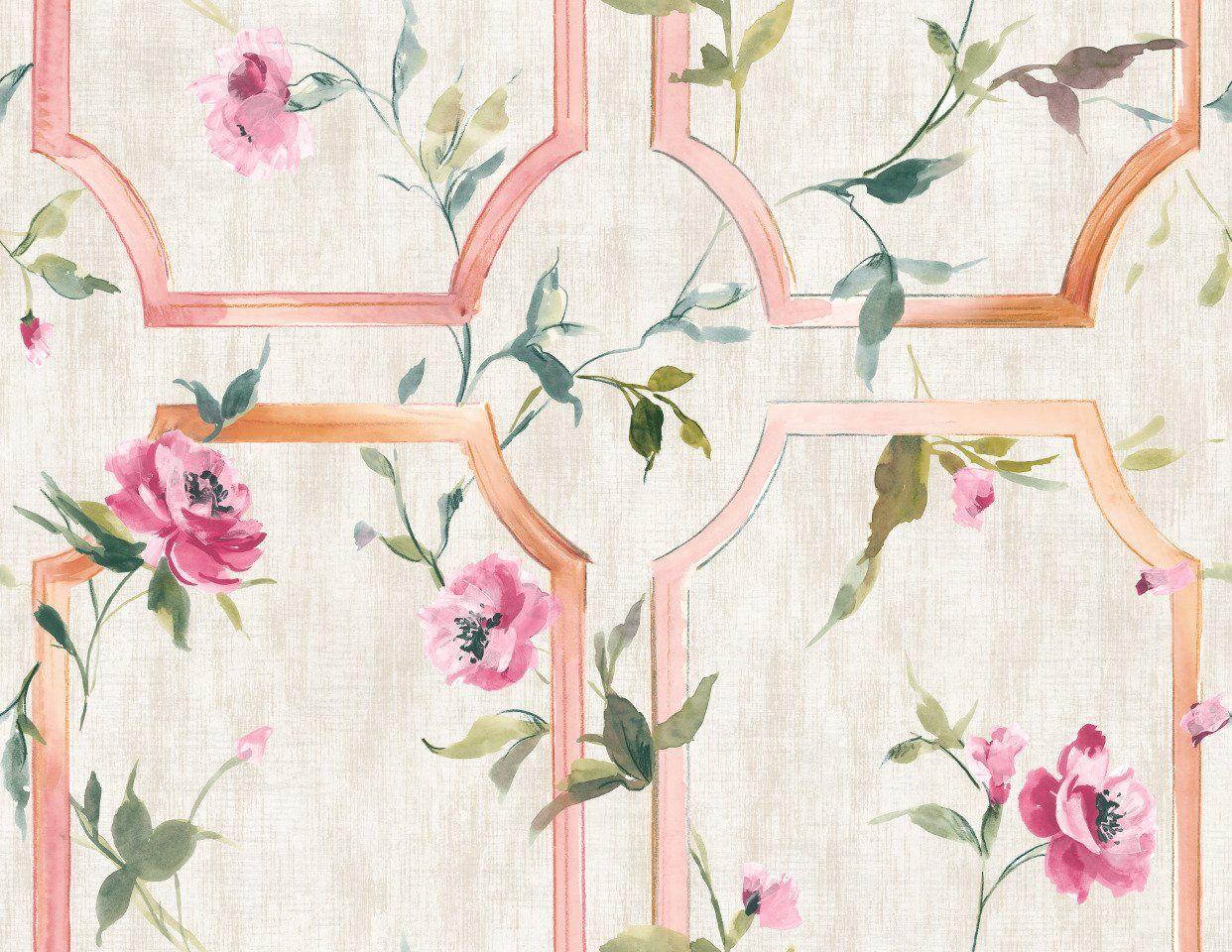 1242x960 Blooming Floral Wallpaper R5041. Tropical Home Interior