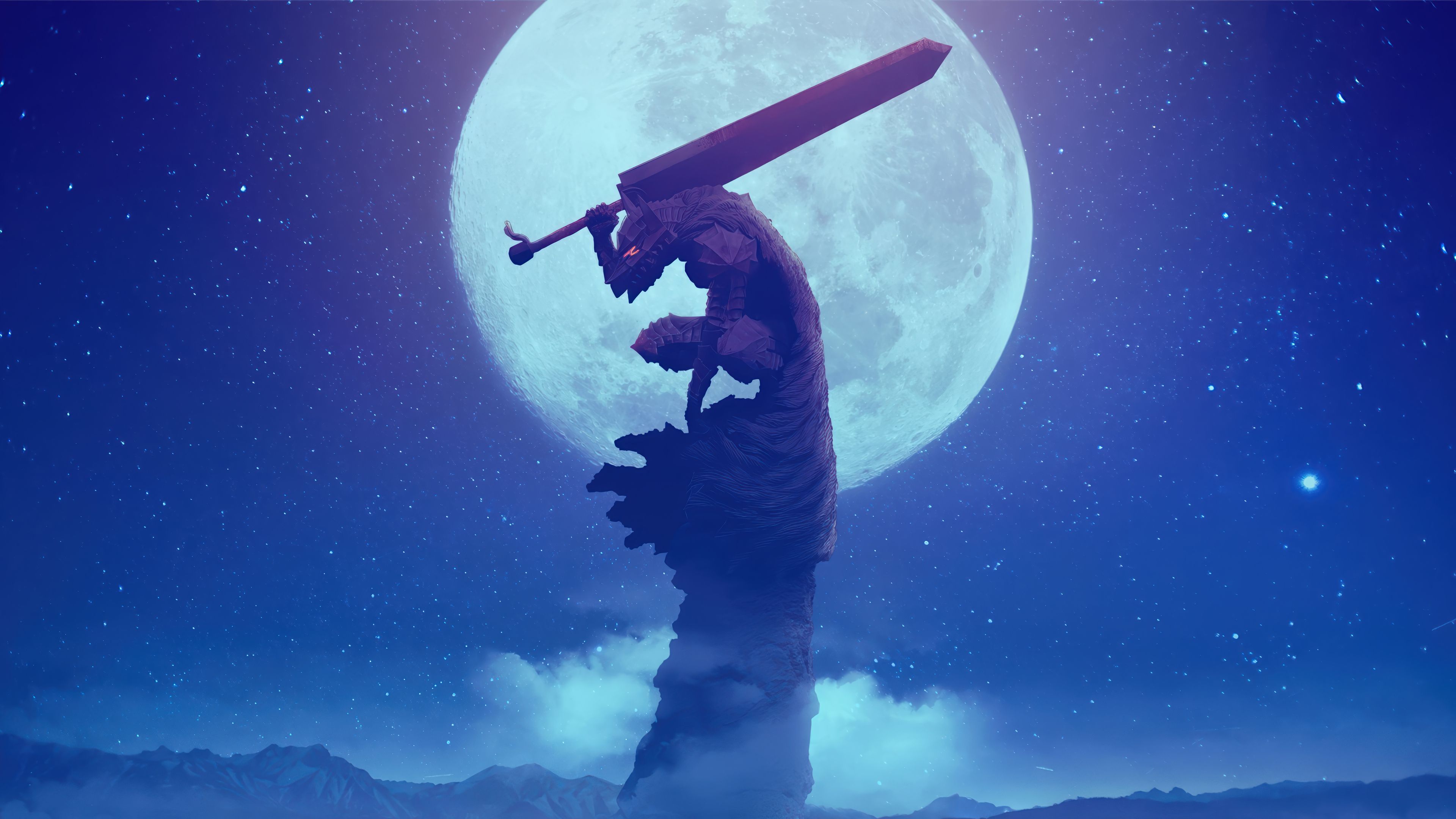 3840x2160 Guts Berserk Sword Armor Moon Wallpaper 4K HD PC