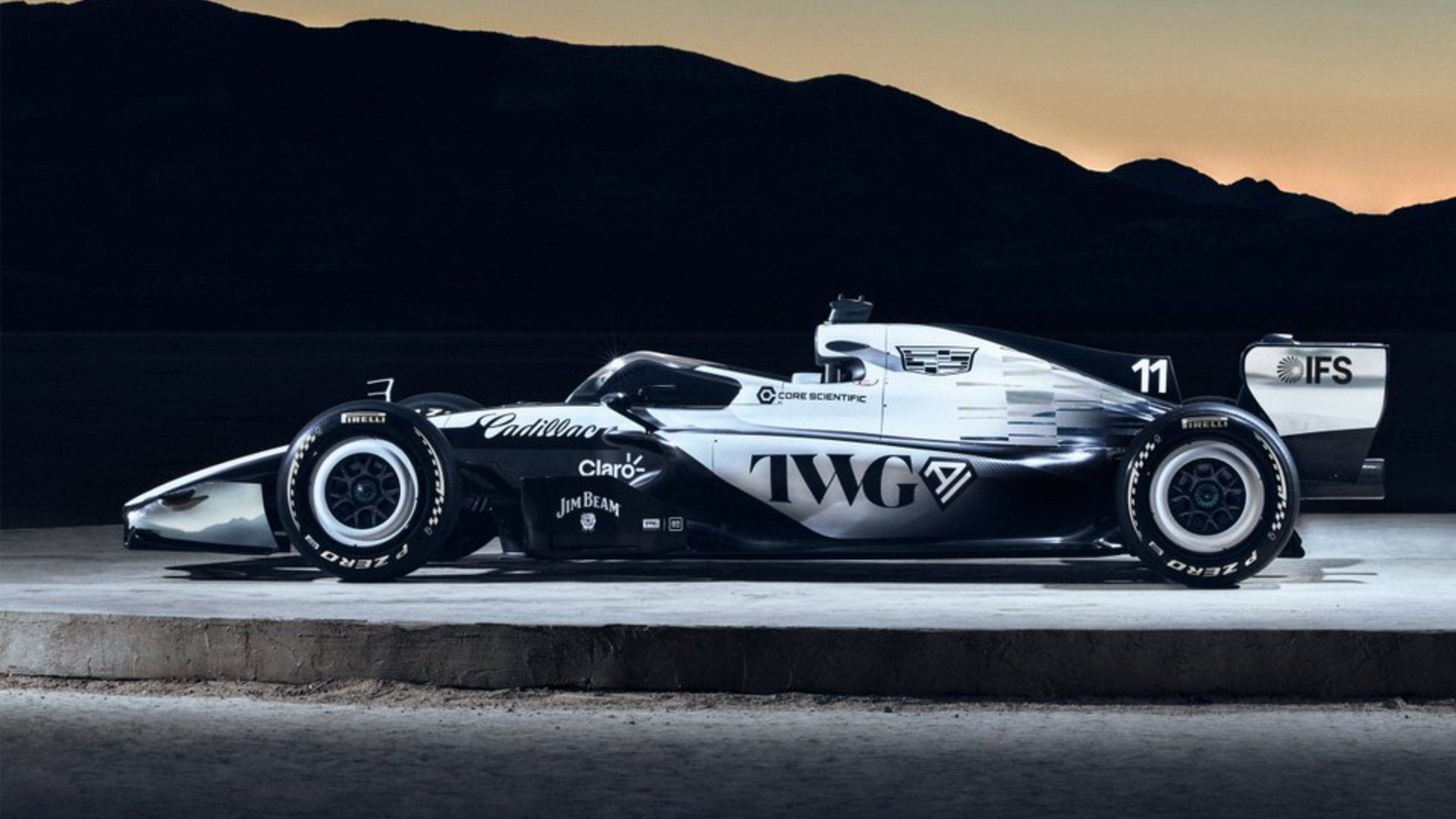 1920x1080 Cadillac F1 unveils its 2026 car design during the Super Bowl broadcast