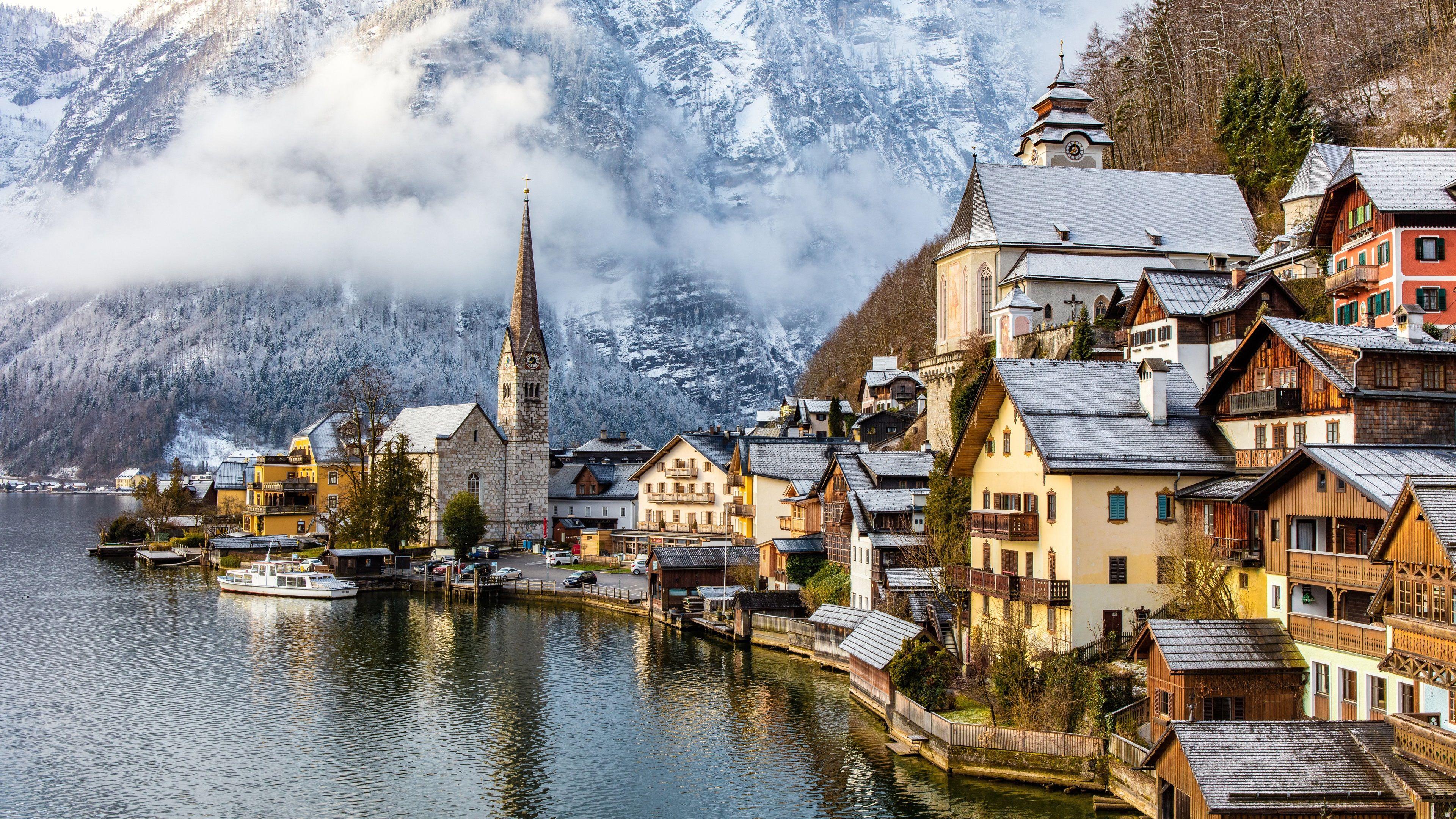 3840x2160 Desktop Wallpaper Hallstatt Austria Gmunden County Lake 3840x2160