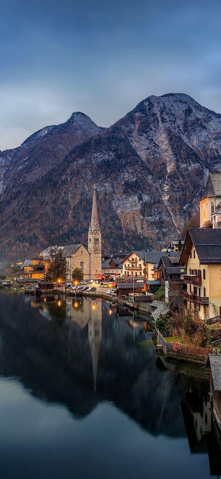 736x1593 l town hallstatt austria alps lake mountains houses dawn wallpaper e dccadfecf e db Wallpaper. Switzerland wallpaper, Hallstatt austria, Cool places to visit