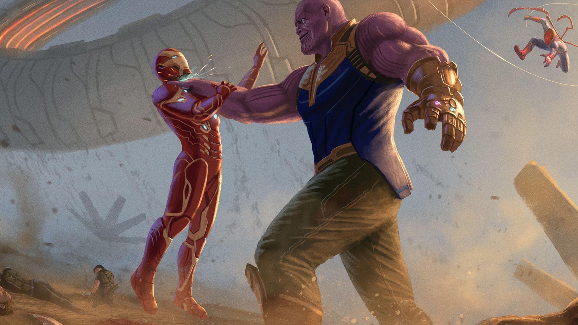 1920x1080 Thanos Iron Man Avengers Infinity War 2018 Artwork Laptop