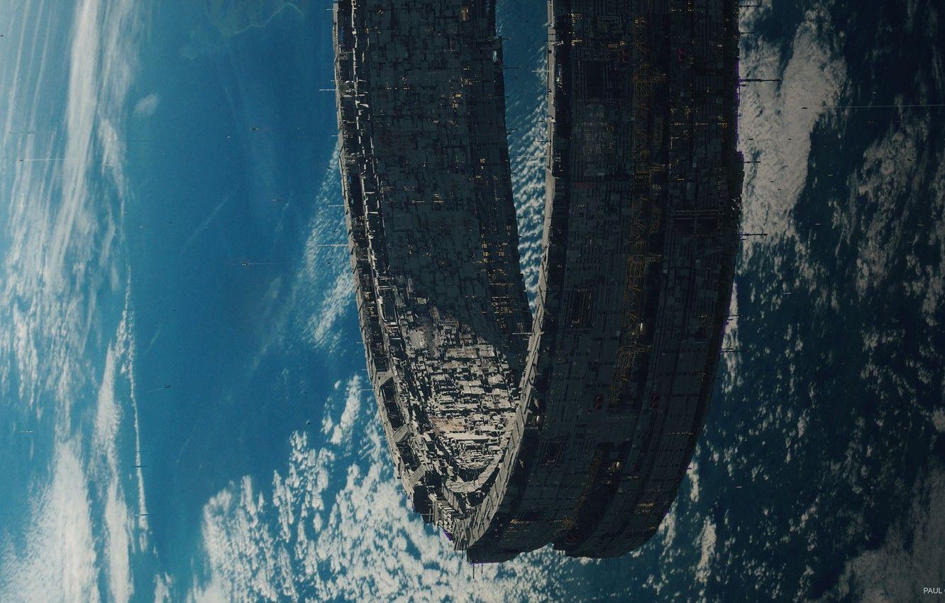 1332x850 Wallpaper The city, Future, Station, Planet, Space, Ship, Space, Art, Planet, Orbit, Space city, Paul Chadeisson, Space station, by Paul Chadeisson, Orbital city - for desktop, section фантастика