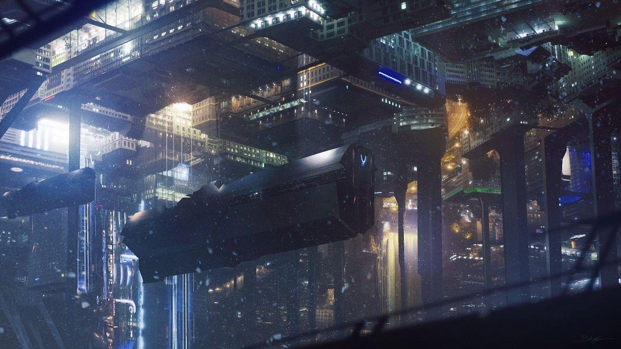 1244x700 Winter snow city art future vehicles ships wallpaperx1080