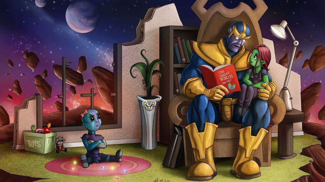 1366x768 Laptop Thanos Gamora Marvel Comics Wallpaper : Movies Wallpaper