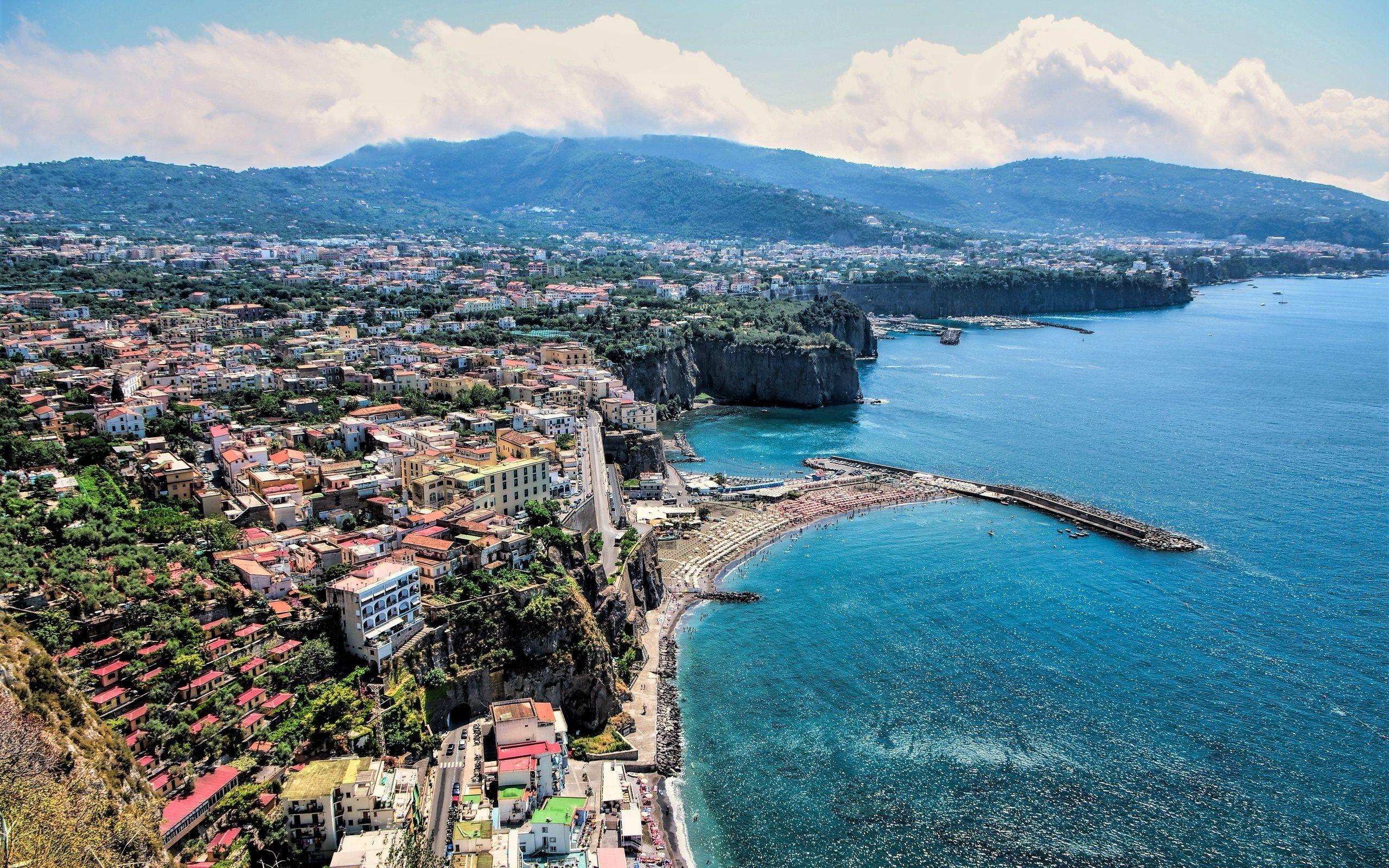 2560x1600 Download wallpaper Sorrento, sea, coast, buildings, summer, Italy for desktop with resolution 2560x1600. High Quality HD picture wallpaper