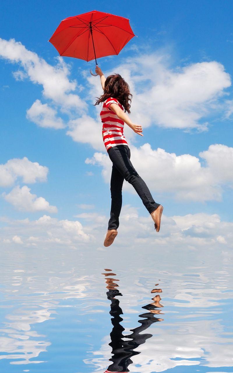 800x1280 Download Wallpaper 800x1280 Girl, Water, Flying, Umbrella, Mood Samsung Galaxy Note Gt N Meizu Mx2 HD Background