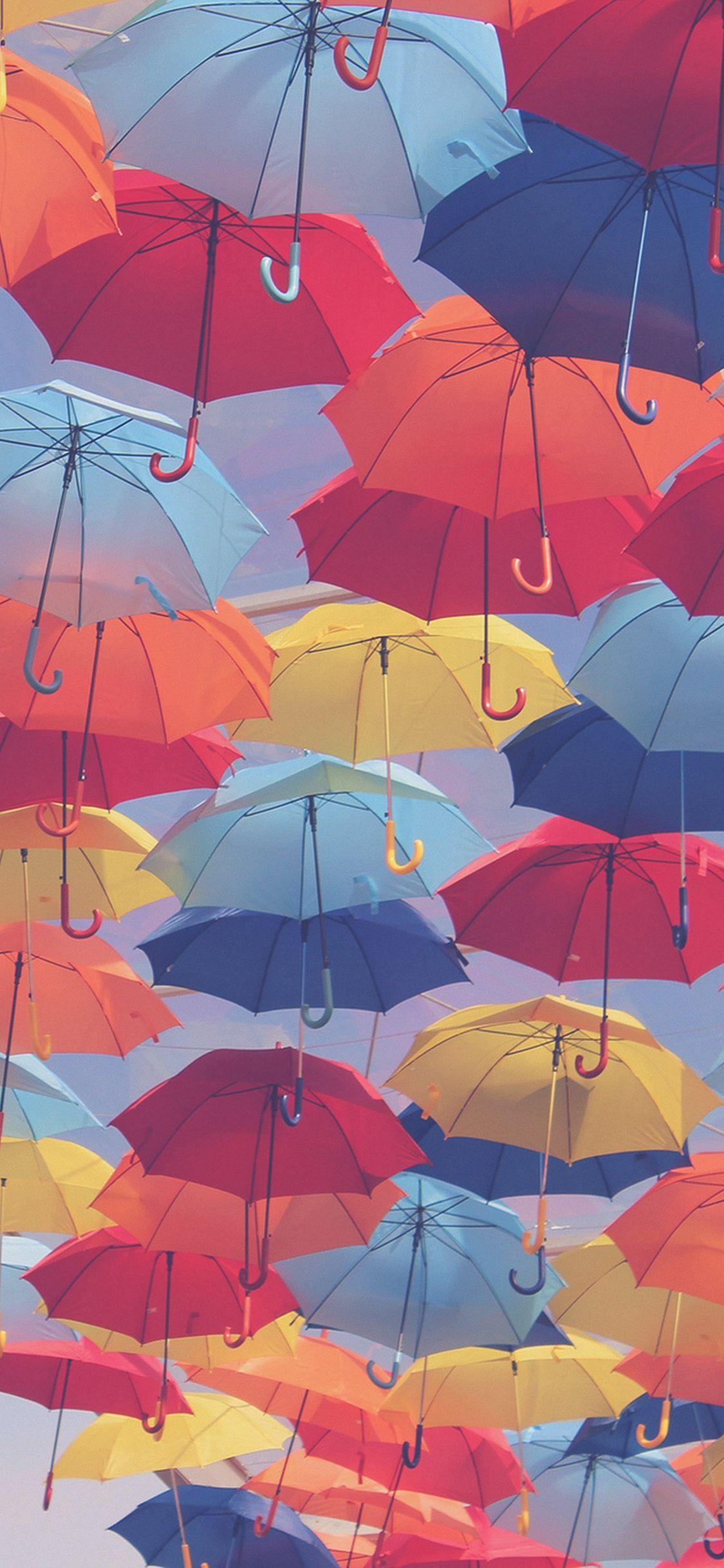 1125x2436 Umbrella Party Color Pattern iPhone X Wallpaper Free Download