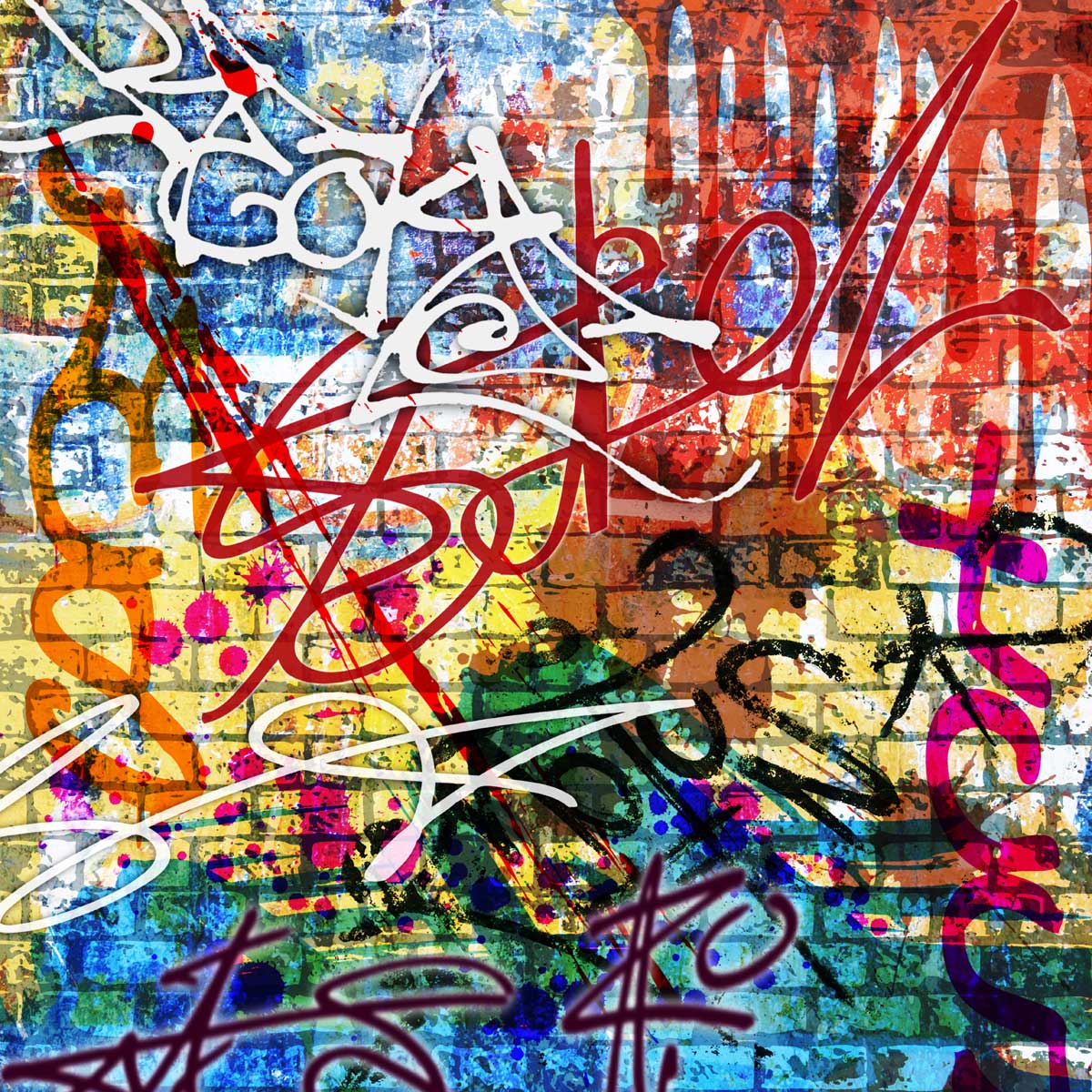 Bức tranh tường hình nền gạch Graffiti 1200x1200