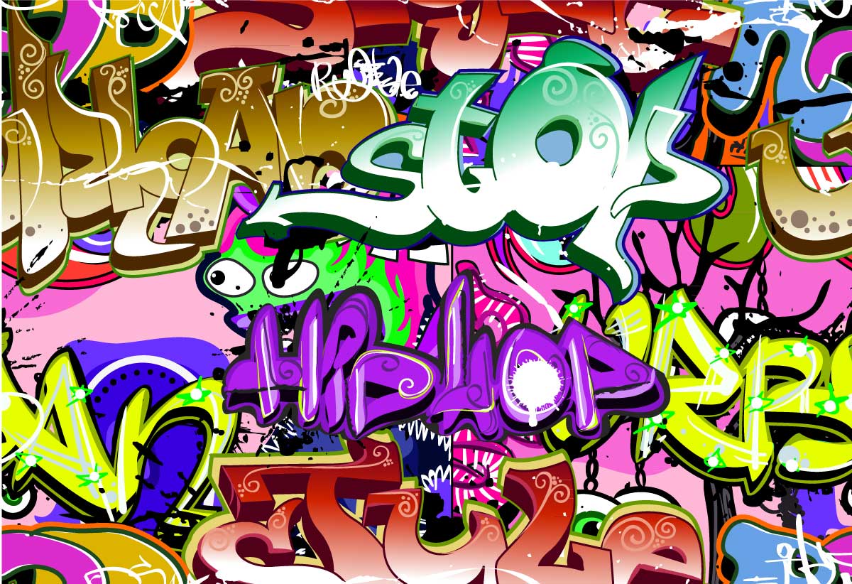1200x822 Bức tranh tường hình nền Hip Hop Graffiti