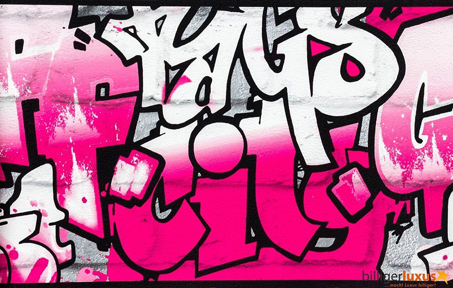 1500x954 Rasch Pink Graffiti Wallpaper Border 237917 .uk: DIY & Tools