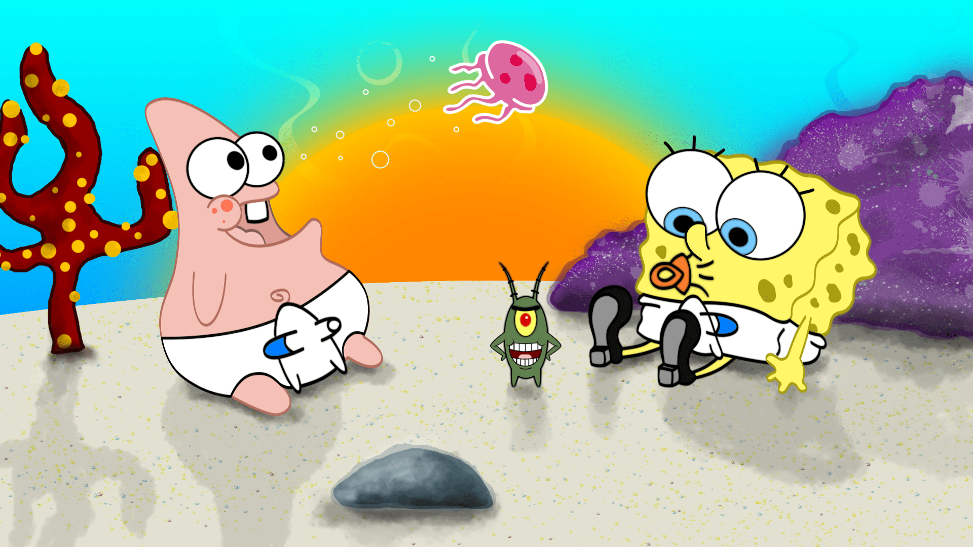 1920x1080 Pin oleh Magic_outside_Hogwarts di Spongebob. Desain karakter, Desain