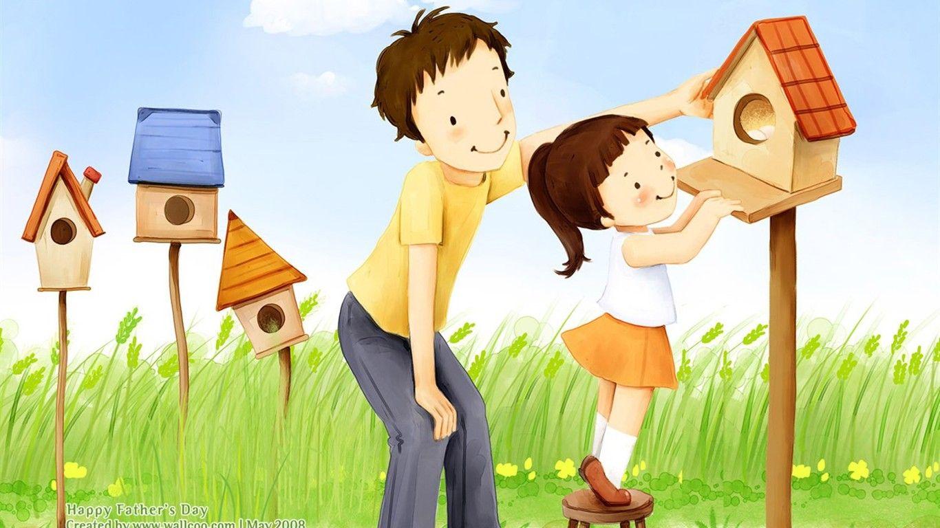 1366x768 Father's Day theme of South Korean illustrator wallpaper