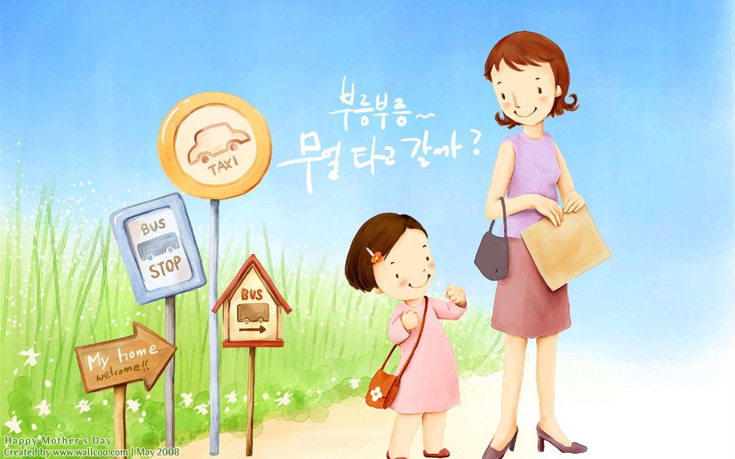 1440x900 Mother's Day theme of South Korean illustrator wallpaper