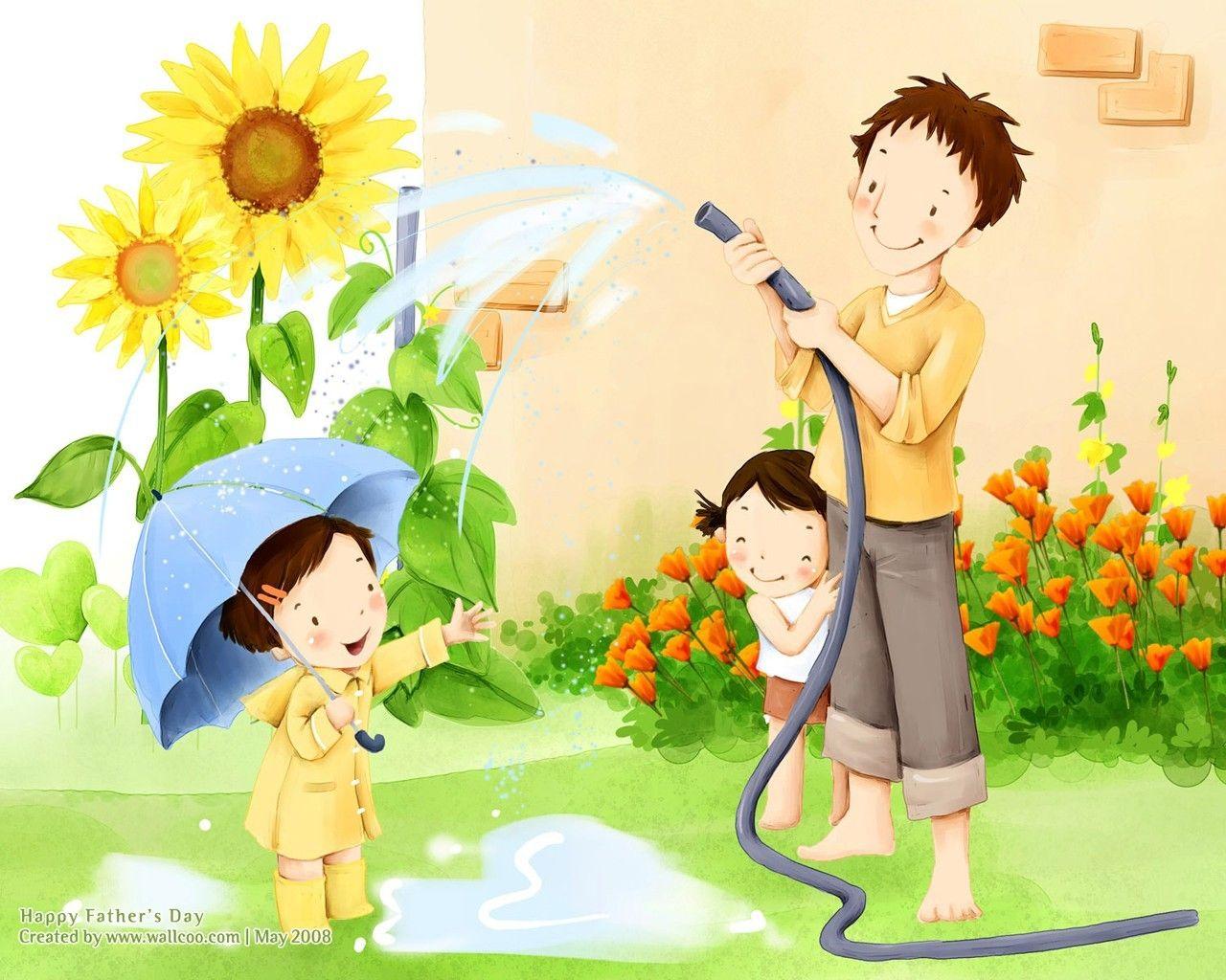 1280x1024 Father's Day theme of South Korean illustrator wallpaper