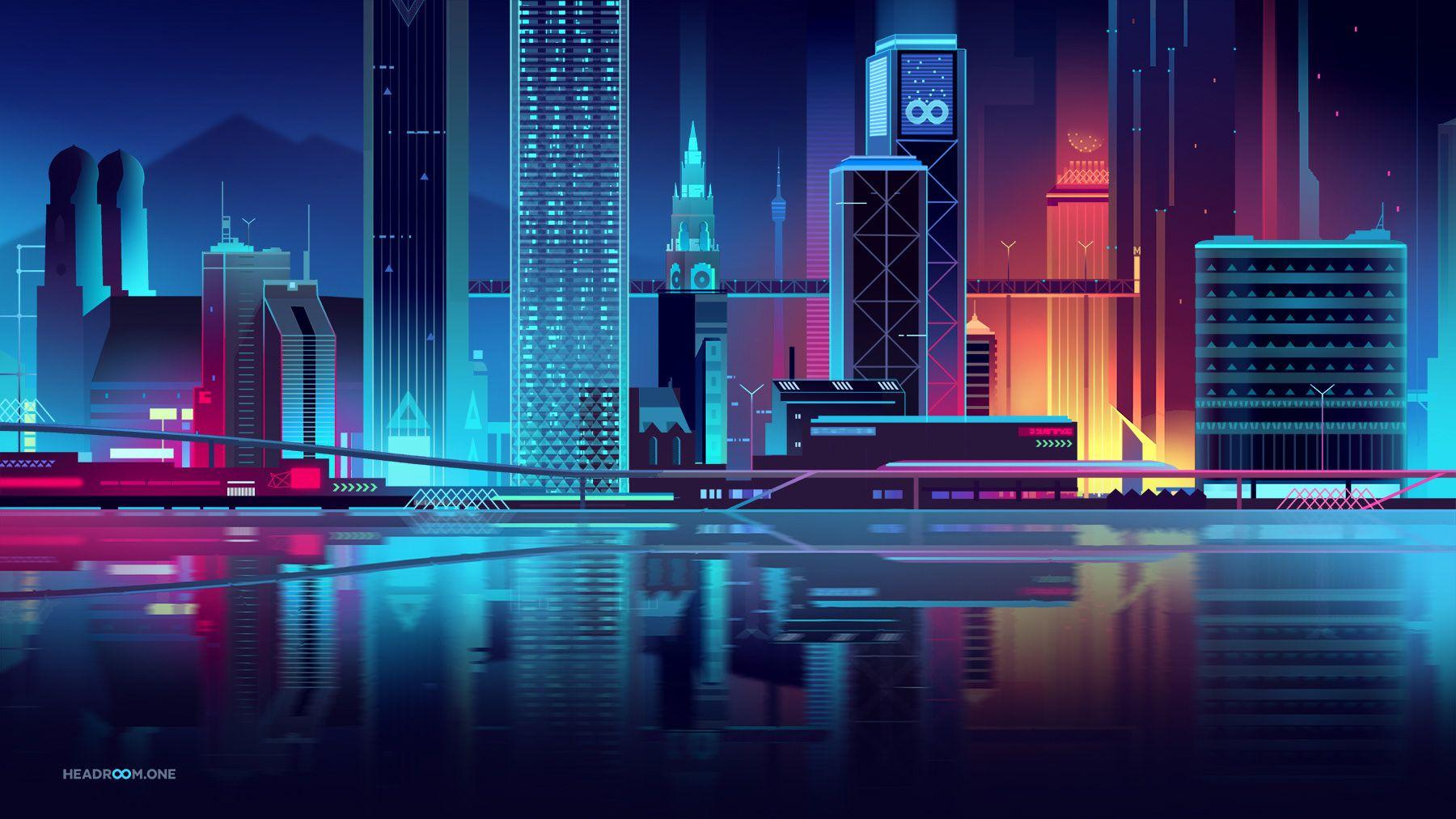 1800x1013 Retro City Wallpaper