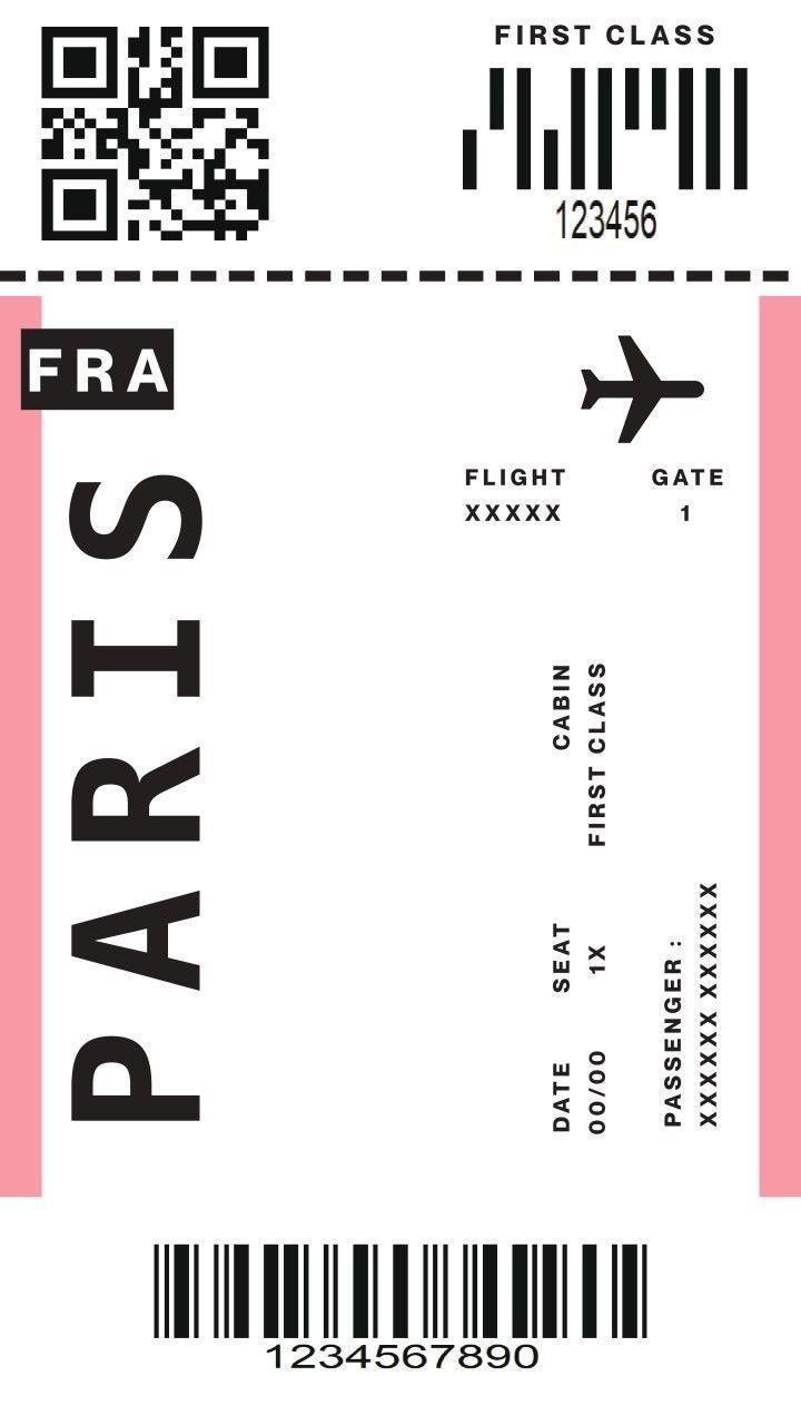 720x1280 Paris Flight Ticket Phone Wallpaper