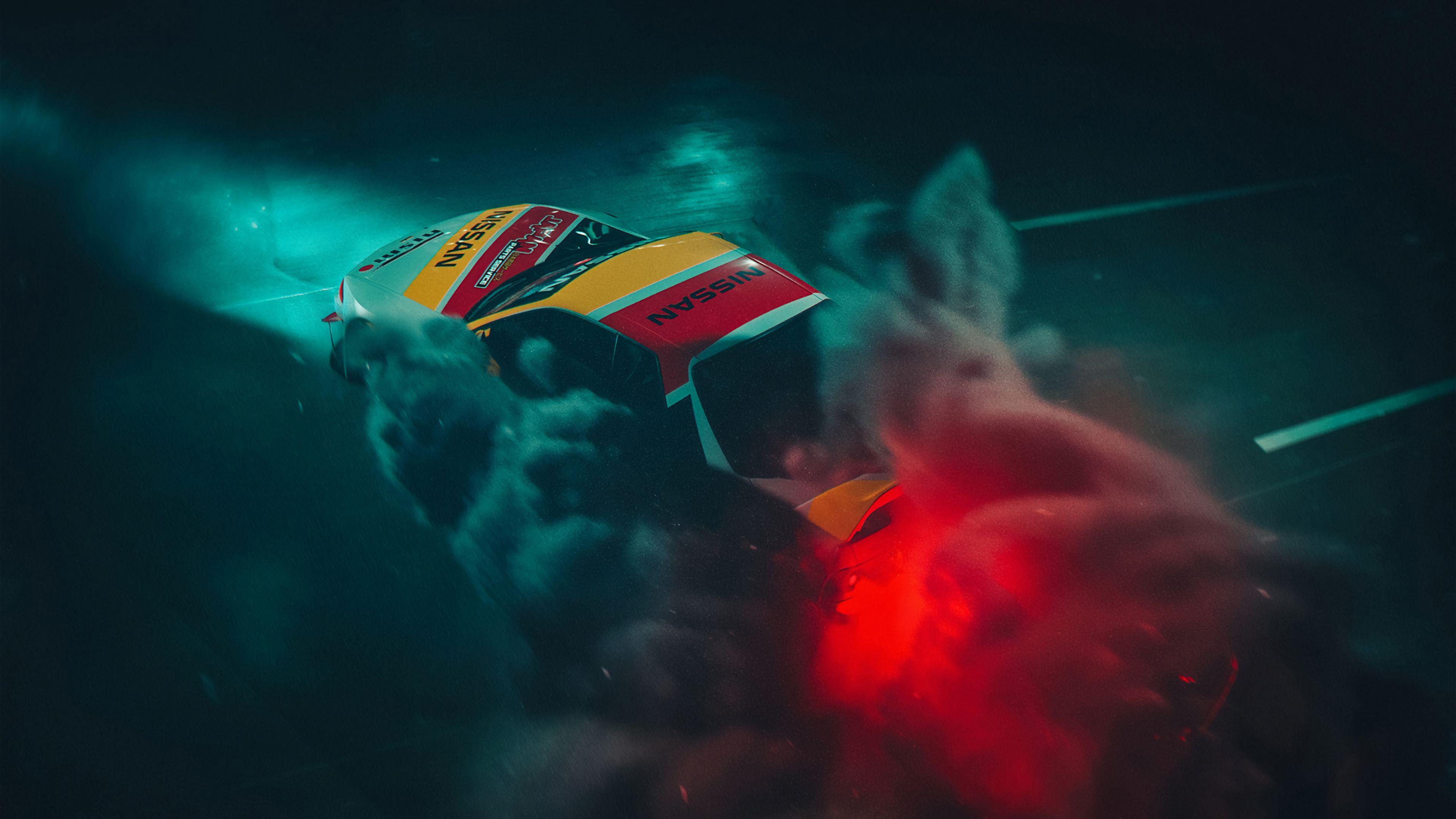 3840x2160 Car Drift Smoke 4k Wallpaper Volumetric HD Wallpaper