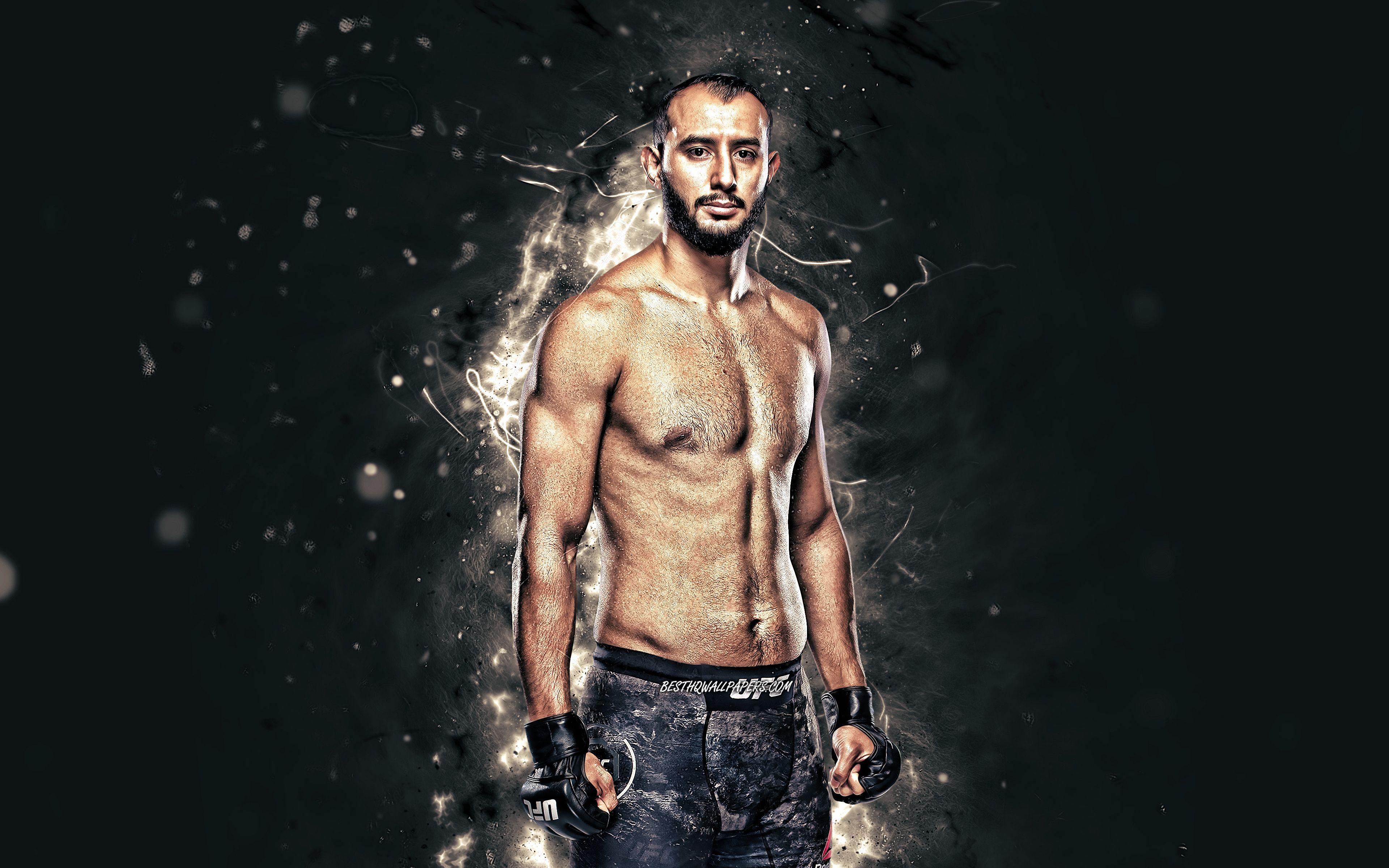 3840x2400 Download wallpaper Dominick Reyes, 4k, white neon lights, american fighters, MMA, UFC, Mixed martial arts, Dominick Reyes 4K, UFC fighters, MMA fighters for desktop with resolution 3840x2400. High Quality HD picture wallpaper