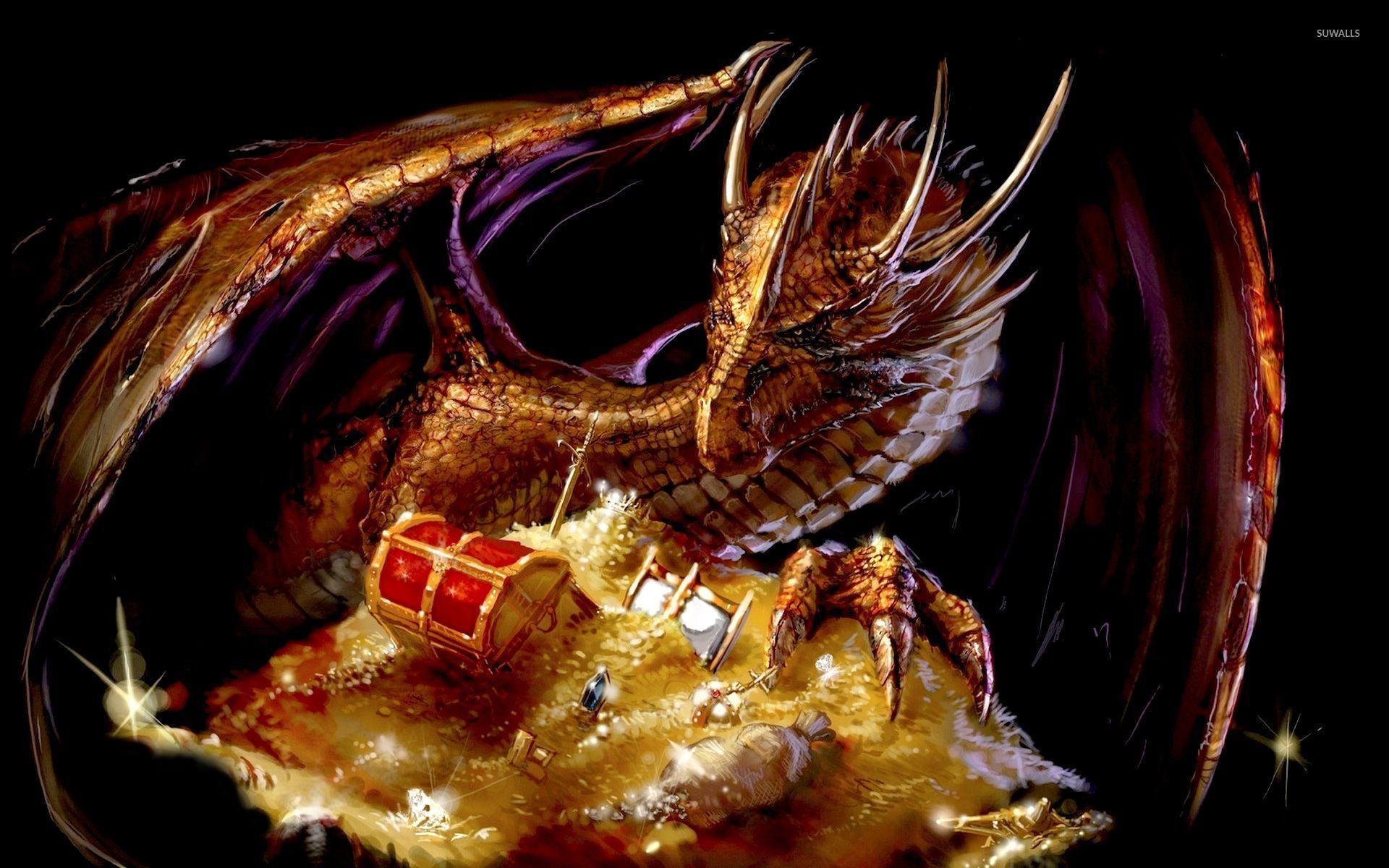 1920x1200 Dragon guarding the treasure wallpaper wallpaper