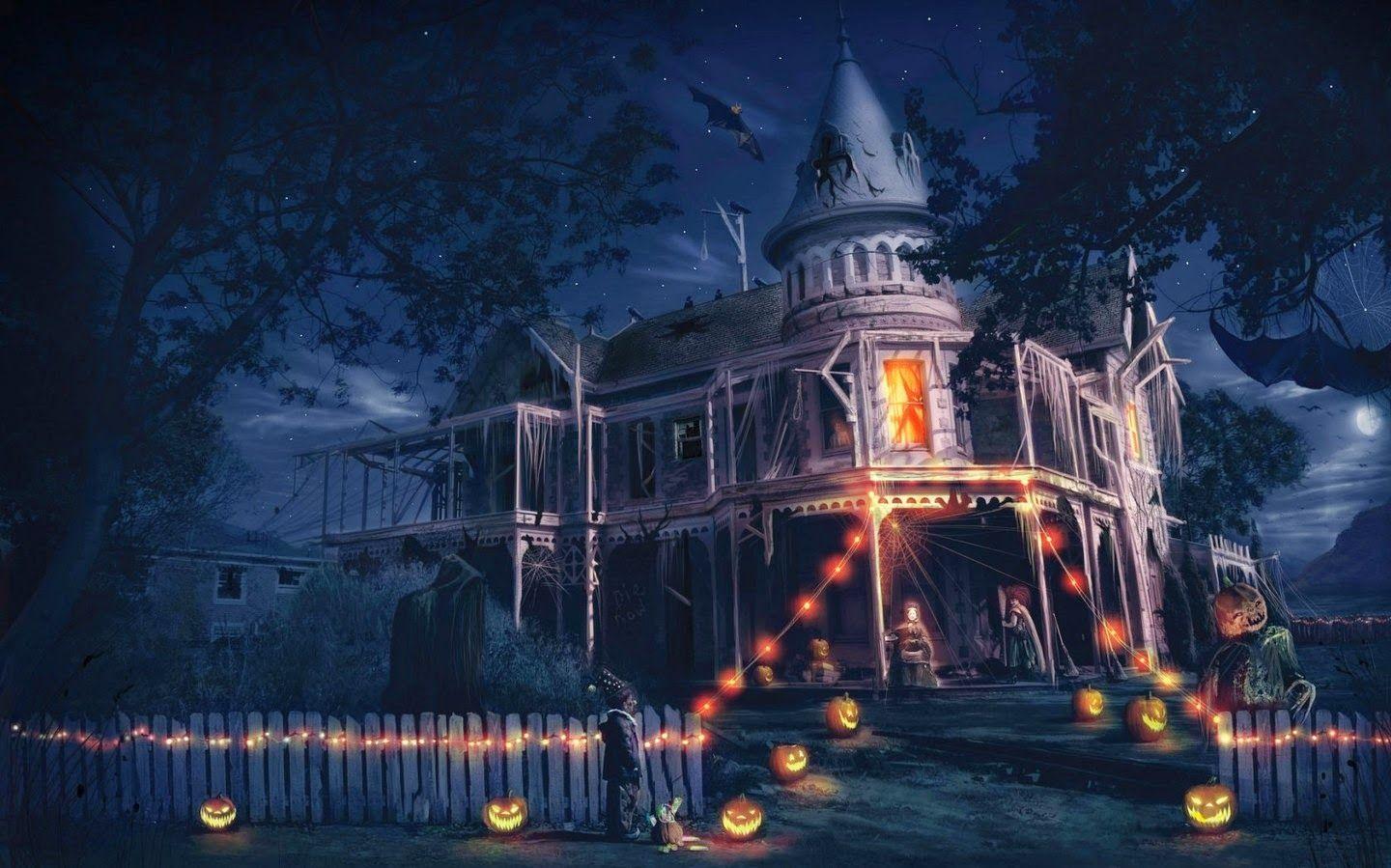 1440x899 Halloween scary horror nights scarecrow pumpkin haunted house HD image