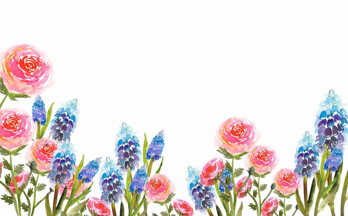 watercolor flowers desktop frame
